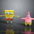 SpongeBob SquarePants And Patrick Star 3D Characters With Open Arms Pose