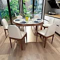 Round fabric dining table 3d model