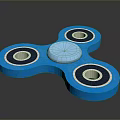Blue Fidget Spinner With Three Blades And Central Bearing Design