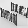 Black Decorative Metal Railing With Spiked Top And Ornamental Patterns For Garden