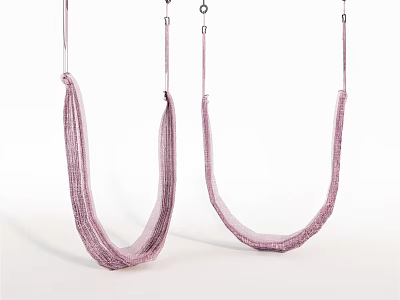 Two Soft Pink Woven Hammocks Hanging In Clean White Background Setting 3d model