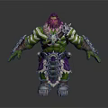 Muscular Green Skinned Game Movie Character With Ornate Armor And Striped Design