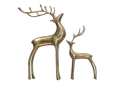 Golden Deer Decorative Ornaments With Two Different Sizes For Home Decor 3d model