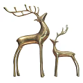 Golden Deer Decorative Ornaments With Two Different Sizes For Home Decor