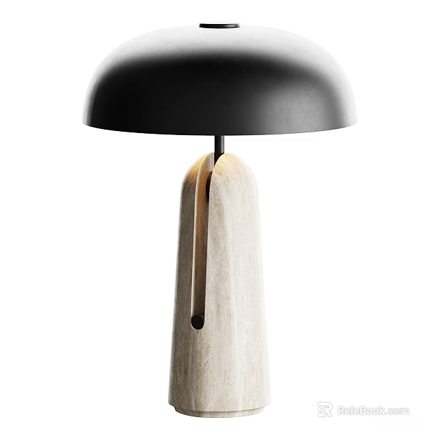Modern Minimalist Table Lamp With Black Shade And Light Wooden Base 3d model 