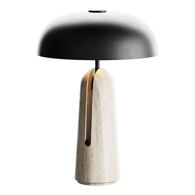 Modern Minimalist Table Lamp With Black Shade And Light Wooden Base 3d model