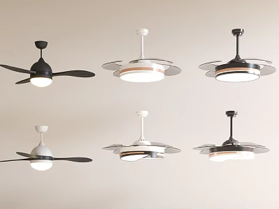 Modern Ceiling Fan Lights in Various Colors and Stylish Designs for Contemporary Home Interiors 3d model
