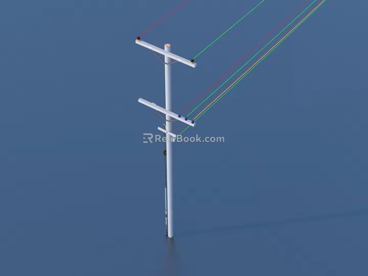 Pole Wire High Voltage Line AC Wire 3d model