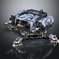 Military Camouflage Combat Robot Featuring Multiple Cannons And Mechanical Legs 3d model