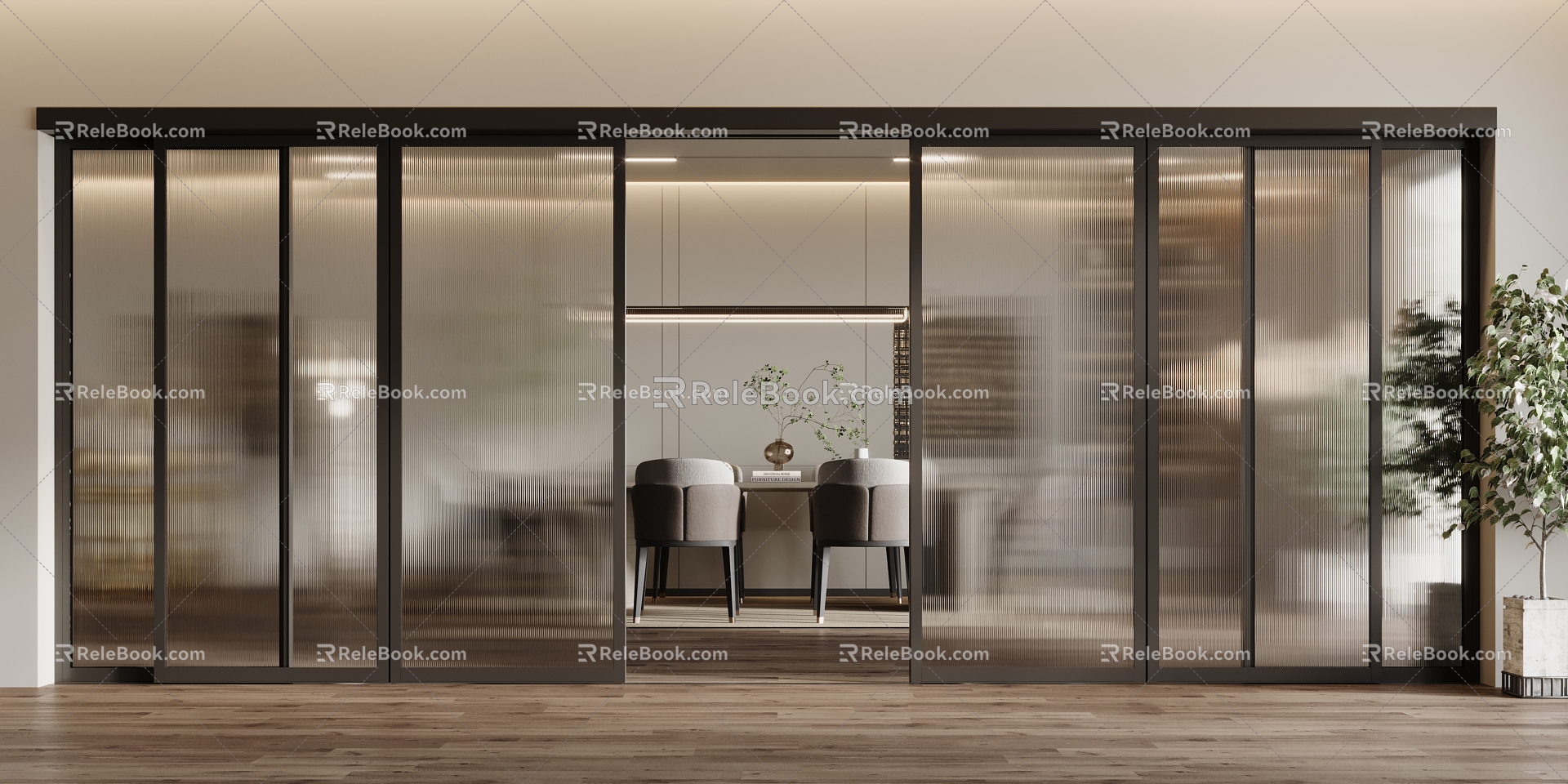 Modern sliding door glass door 3d model