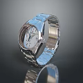 Modern Elegant Silver Watch With Stainless Steel Band And White Dial Shiny Surface
