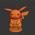 Detailed Yellow Pikachu 3D Model With Stand Base Stylized Ears And Tail