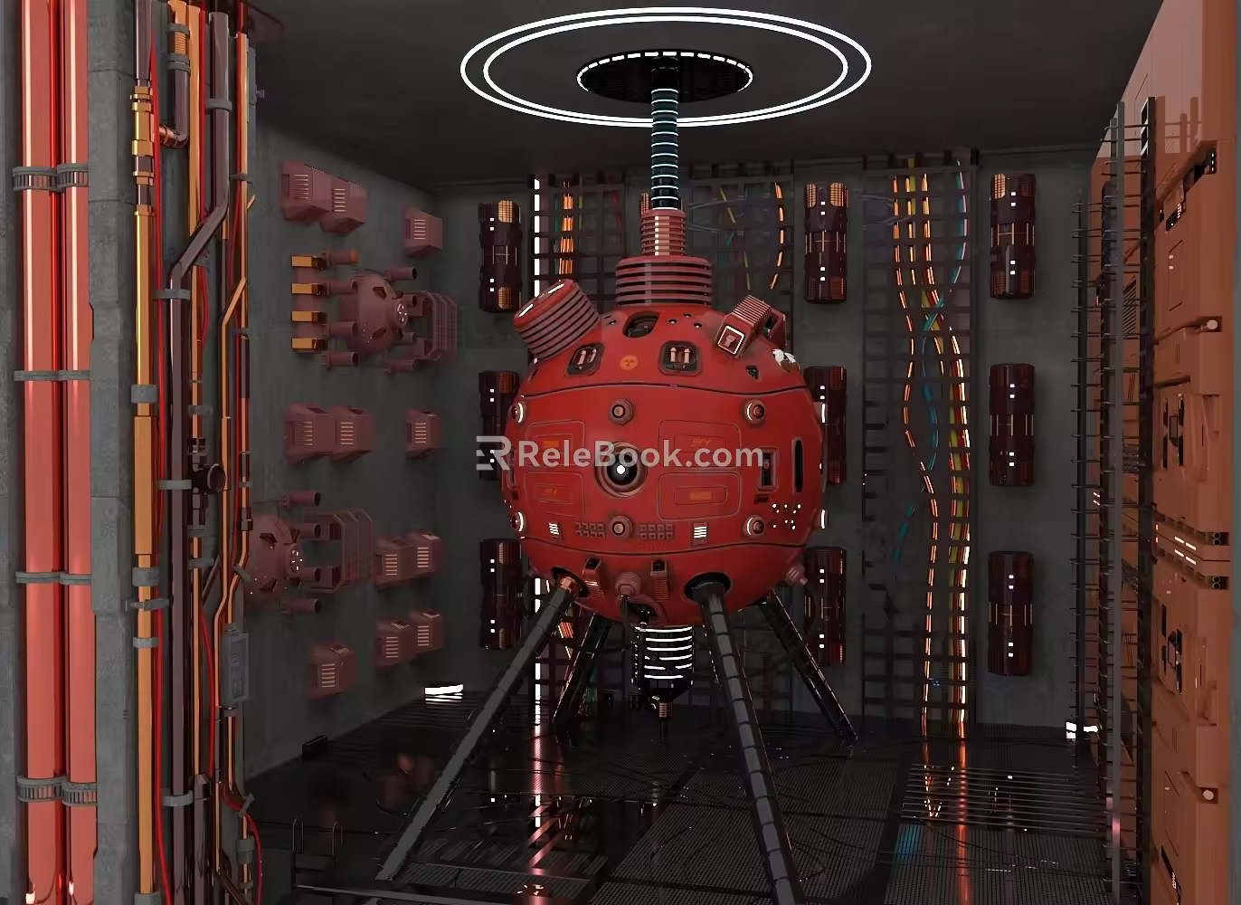 Science fiction mechanical science fiction scene energy core computing core technology ball 3d model