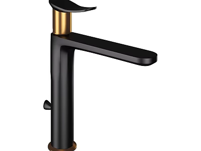 Modern Black Faucet with Gold Accents and Sleek Design for Bathroom Sinks 3d model