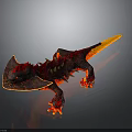 Fiery Red And Orange Dragon Like Creature With Spiked Back And Glowing Limbs