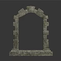 Classic Gray Stone Arch Structure Built With Stacked Blocks And Pedestal 3d model