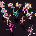 Colorful Assorted Candies and Decorative Desserts with Various Shapes and Bright Hues