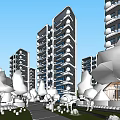 Modern High Rise Residential Building With Green Balconies And Landscaped Gardens