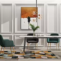 Light Luxury Dining Table and Chair Combination Table and Chair Combination 3d model