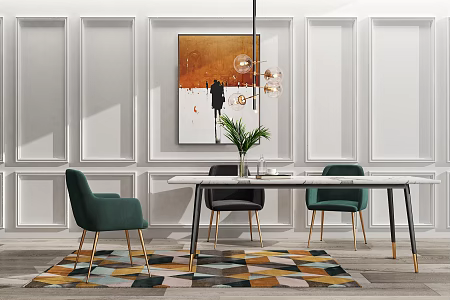 Light Luxury Dining Table and Chair Combination Table and Chair Combination 3d model