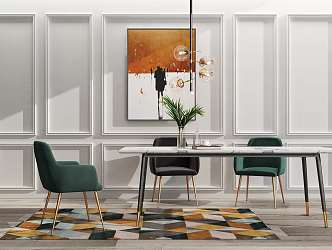 Light Luxury Dining Table and Chair Combination Table and Chair Combination 3d model