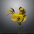 Yellow Mechanical Chick Character With Red Comb Mechanical Wings Legs And CHICK Text