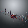 Cold weapons Sword Axe Hook Fork Spear Trident Melee Weapon Military 3d model