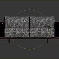 Modern Fabric Sofa With Dark Leather Armrests And Gray Cushion Seating