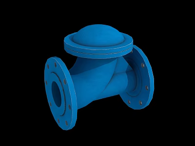 Blue Industrial Pipeline Valve With Flange Connection And Mechanical Structure 3d model