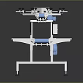 Industrial Conveyor Equipment With Long Blue Belt And Metal Support Legs