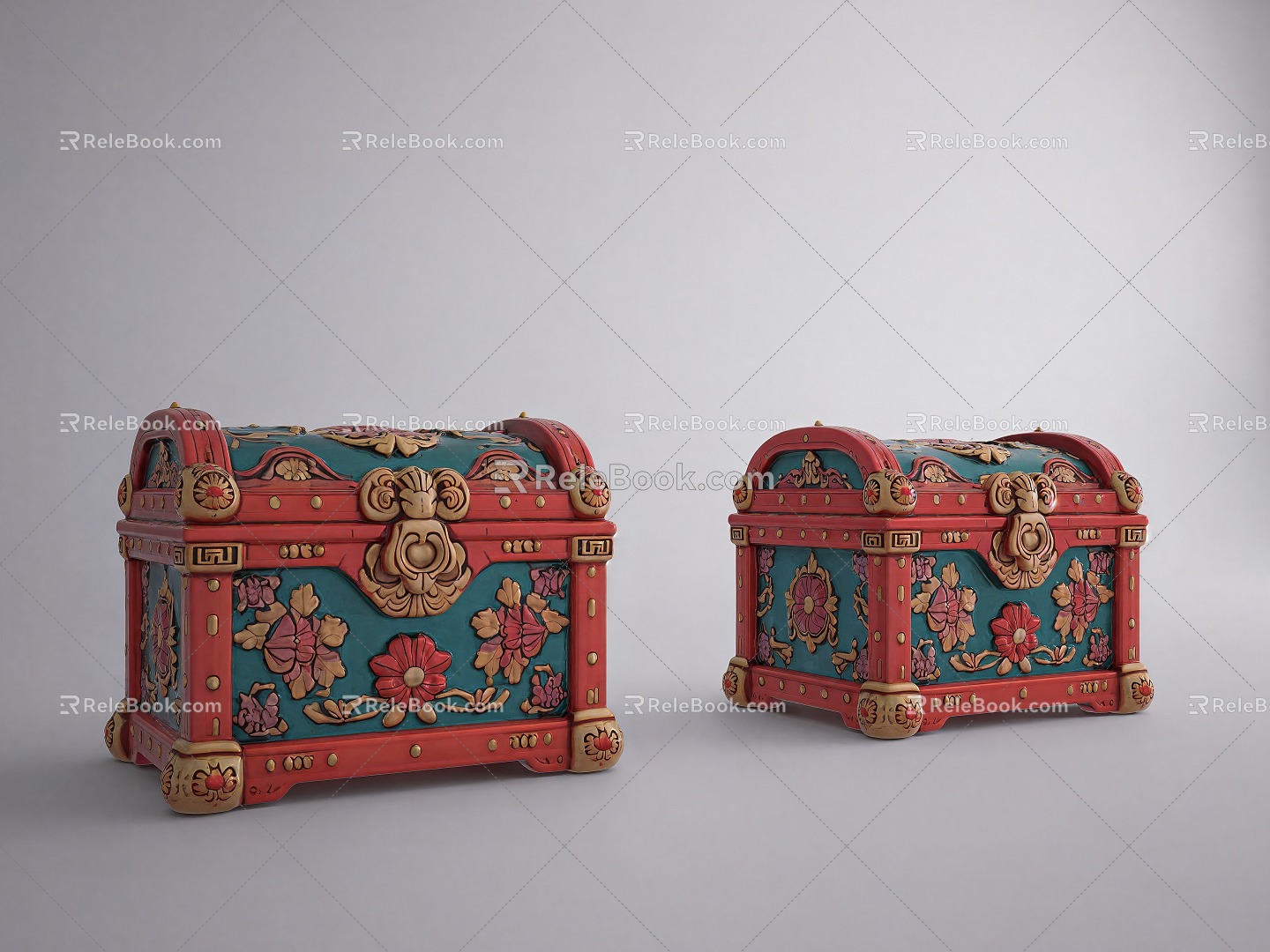 New Chinese Treasure Box Chinese Treasure Box Vintage Jewelry Box Chinese Storage Box Wooden Treasure Box 3d model