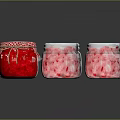 Artisan Sculpted Glass Jars With Pink Liquid And Checkered Lids On Dark Background