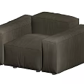 Comfortable Single Sofa In Light Brown Fabric With Modern Design And Square Armrest