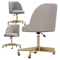 Modern Table and Chair Set Featuring Gray Fabric Gold Base Wheels and Multiple Fabric Options