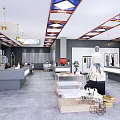 Modern Clothing Store Interior With Open Layout Chandeliers Display Tables And Mannequins