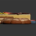 Display Of Assorted Delicious Foods With Donut Cakes And Colorful Candies