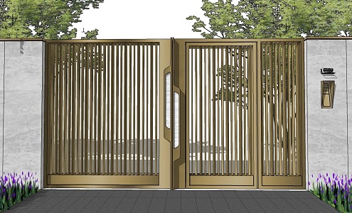 New Chinese style gate wall 3d model