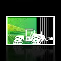 Agricultural Icon Designs With Tractor Farmland And Green White Elements 3d model
