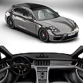 Sleek Silver Porsche Panamera Sport Turismo Luxury Sports Car Exterior Design