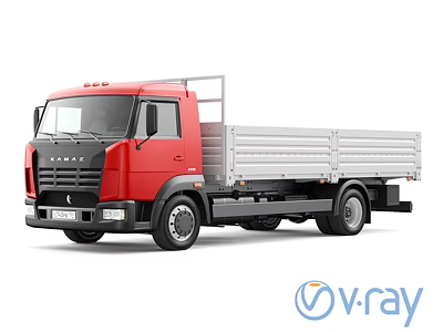 Red MAXUS Cargo Truck Exterior With Silver Flatbed And Modern Design 3d model