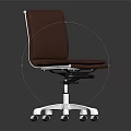 Modern Office Chair With Brown Leather Upholstery And White Base