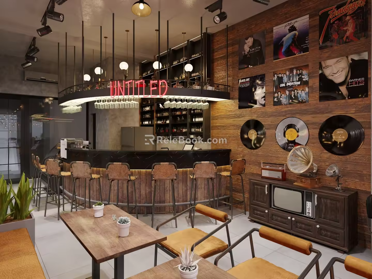 Industrial LOFT Bar Small Sentiment Bar Clear Bar Bistro 3d model