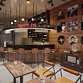 Industrial LOFT Bar Small Sentiment Bar Clear Bar Bistro 3d model