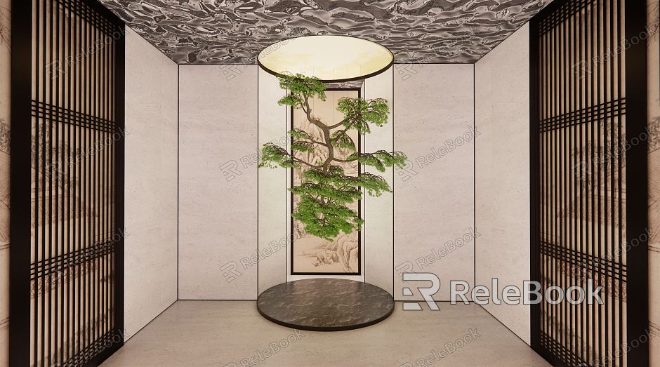 New Chinese Style Entrance Indoor Plant Landscape Sick model