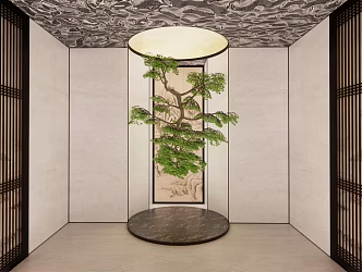 New Chinese Style Entrance Indoor Plant Landscape Sick 3d model