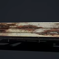 Old Rusty Double Bed Wooden Frame With Broken Planks And Metal Parts