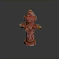 Red Fire Hydrant Equipment With Weathered Metal Surface And Classic Design 3d model