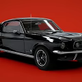 Classic Black Sports Car Against Red Background
