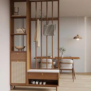 Nordic-Quiet Wind Partition Shoe Cabinet 3d model
