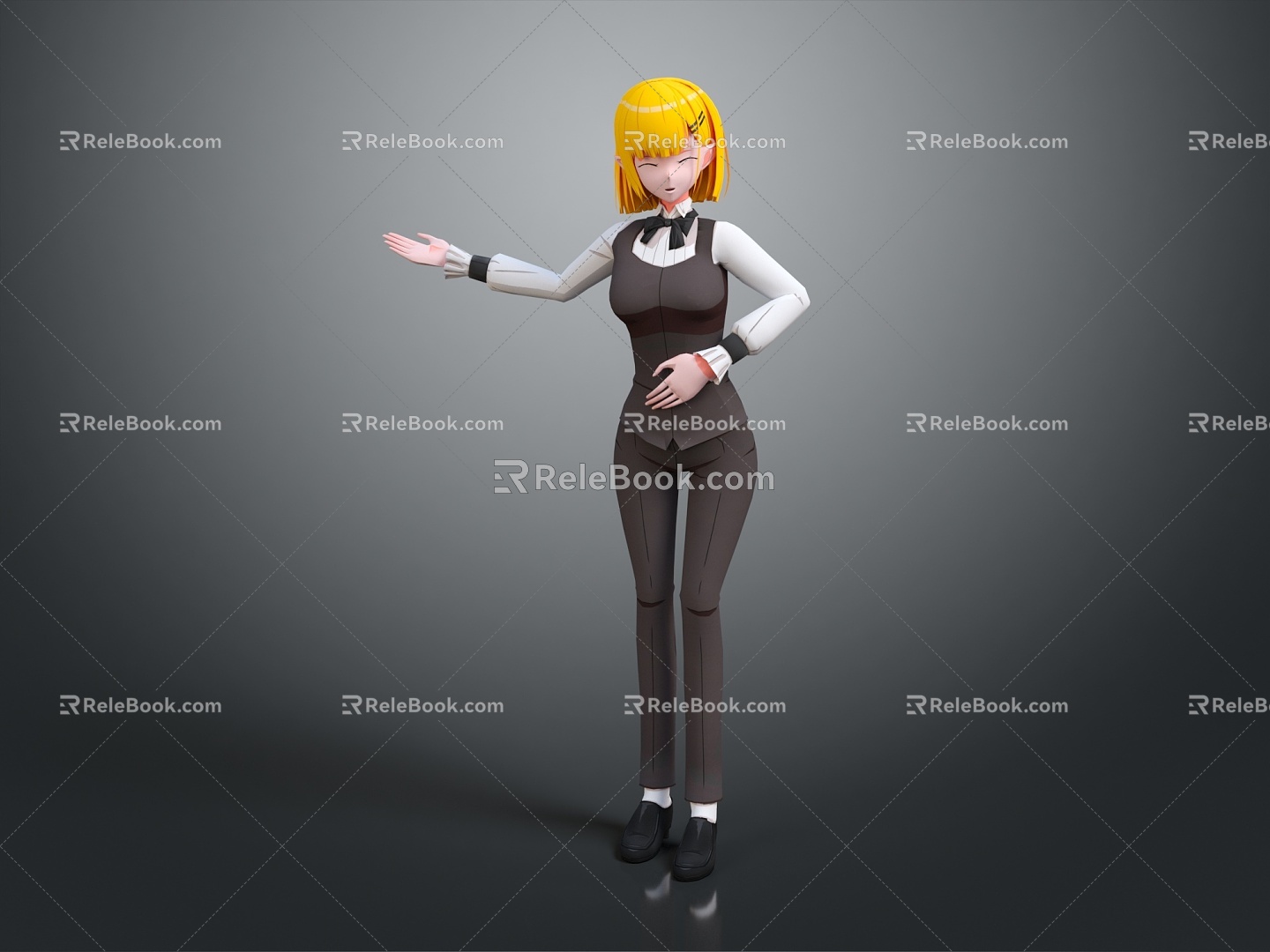 Woman Waitress Cartoon Woman Cartoon Waitress Tailor Cook Niang Cartoon Characters Women 3d model